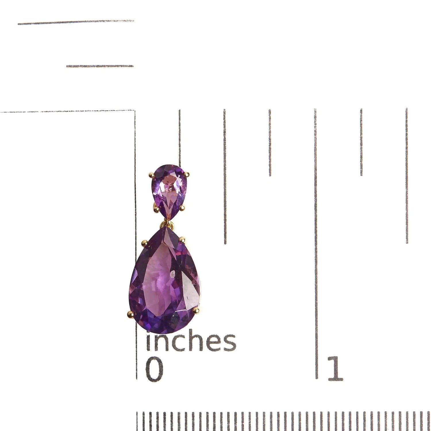 10K Yellow Gold Plated .925 Sterling Silver 12 2/5 Cttw Pear Shaped Purple Brazilian Amethyst Double Dangle and Drop Earring