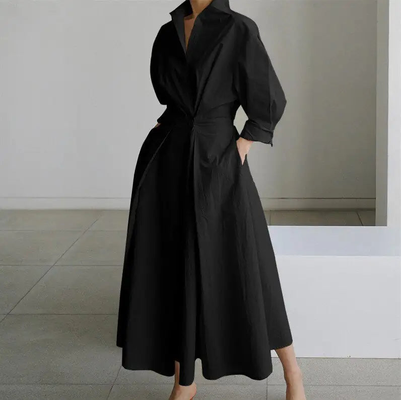 WOLF Long Dress with Notched Lapel