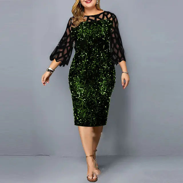 Elegant Sequin Long Sleeve Party Dress