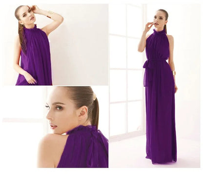 Chiffon Collar Long Sleeveless Dress