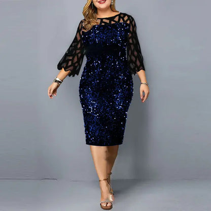 Elegant Sequin Long Sleeve Party Dress