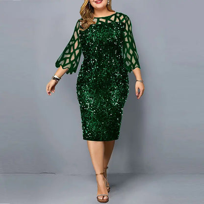 Elegant Sequin Long Sleeve Party Dress