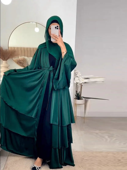 Elegant Satin Open Abaya