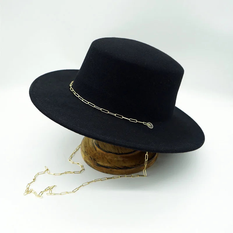 Stylish Black Wool Fedora Hat