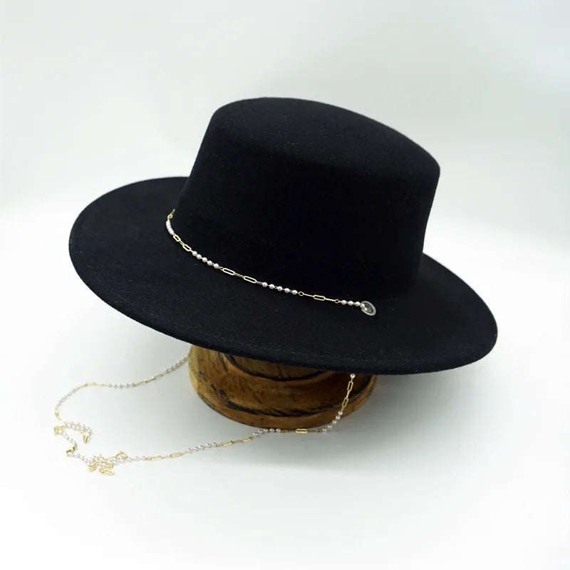 Stylish Black Wool Fedora Hat