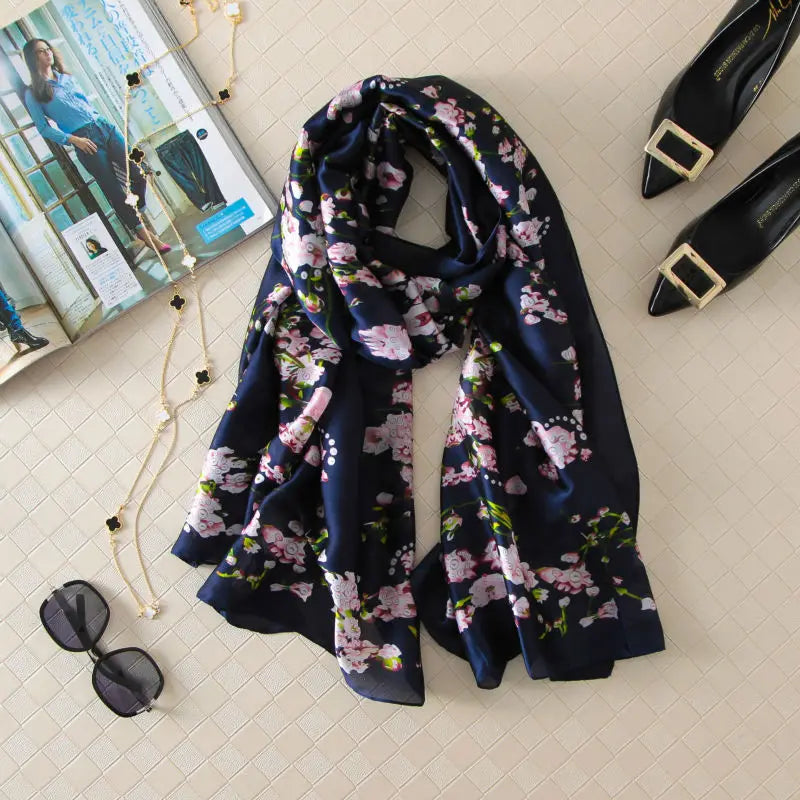 Luxury Floral Silk Scarf