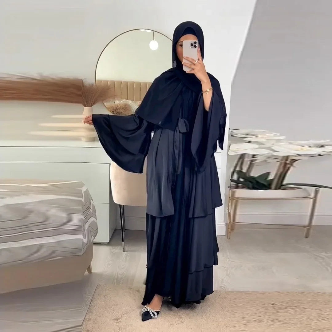 Elegant Satin Open Abaya