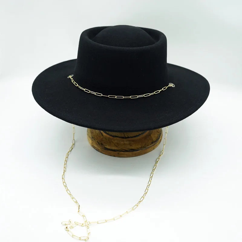 Stylish Black Wool Fedora Hat