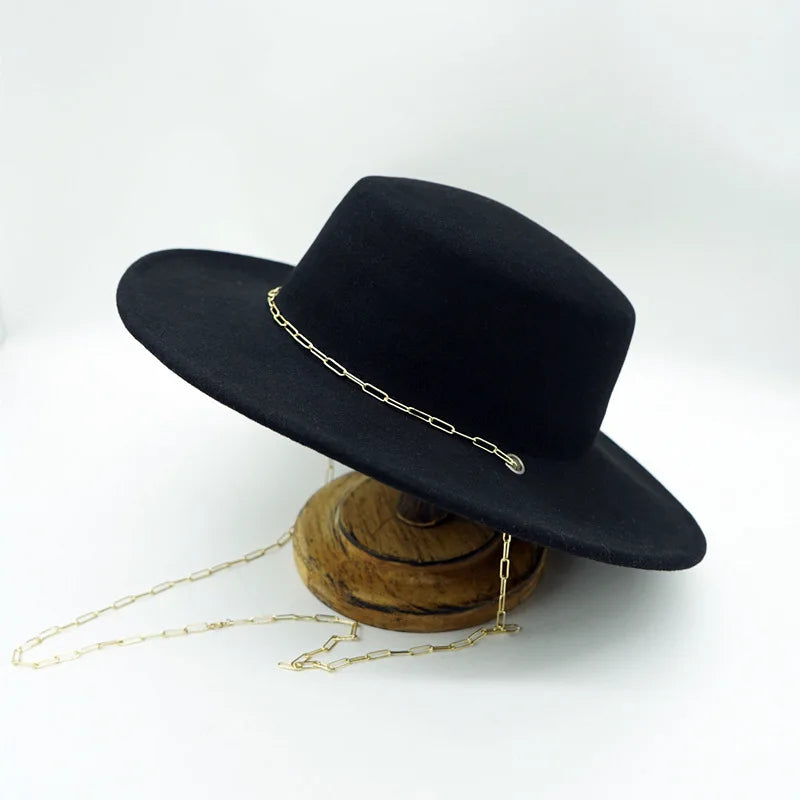 Stylish Black Wool Fedora Hat