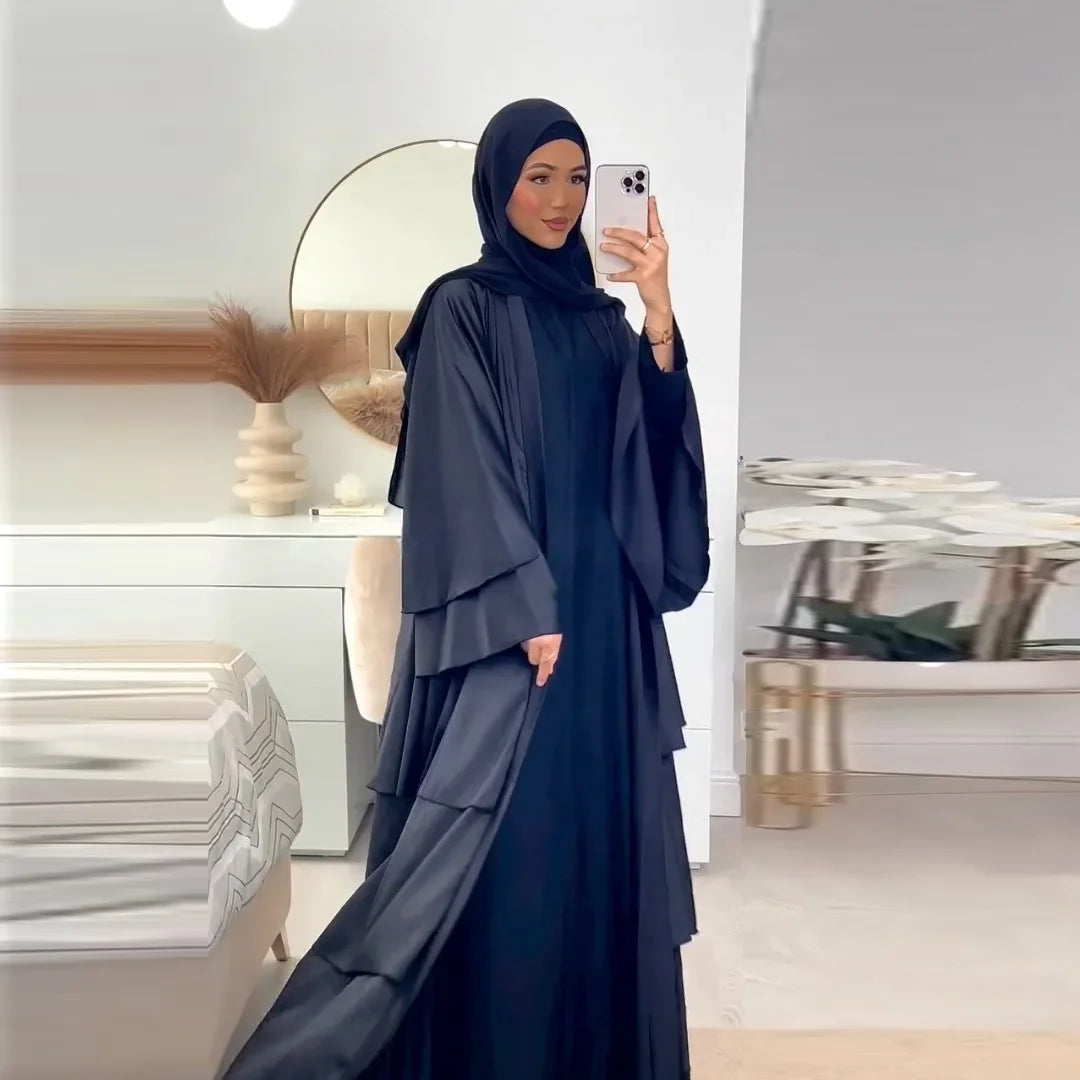 Elegant Satin Open Abaya