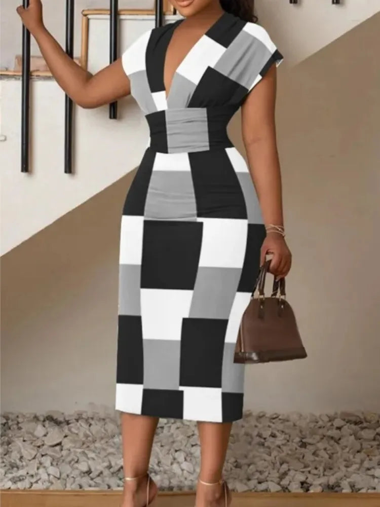 Printed Bodycon Midi Dress Women&