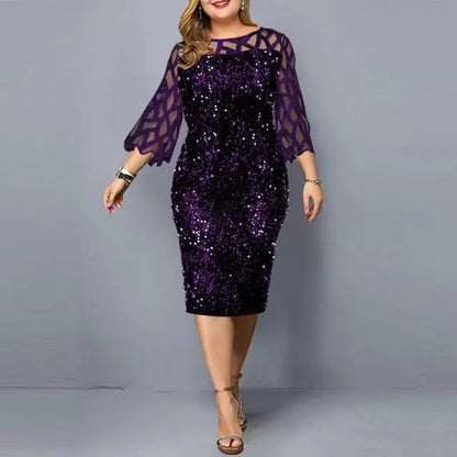 Elegant Sequin Long Sleeve Party Dress