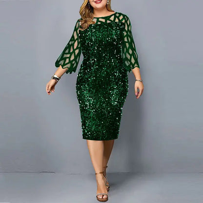 Elegant Sequin Long Sleeve Party Dress