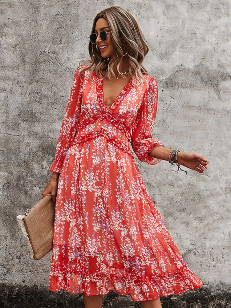 Fashion Long Sleeve Midi Dress