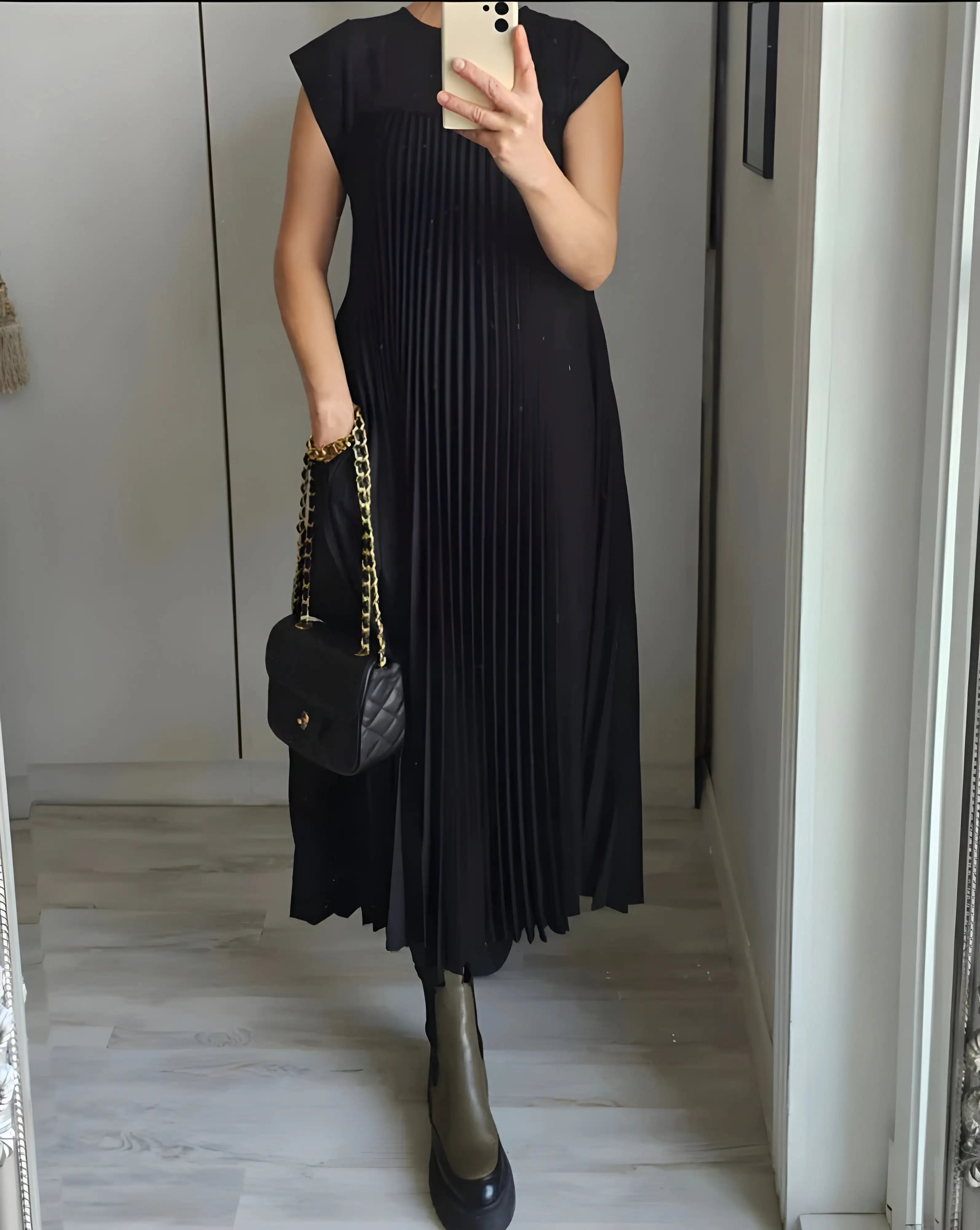 Sleeveless Pleated Dress