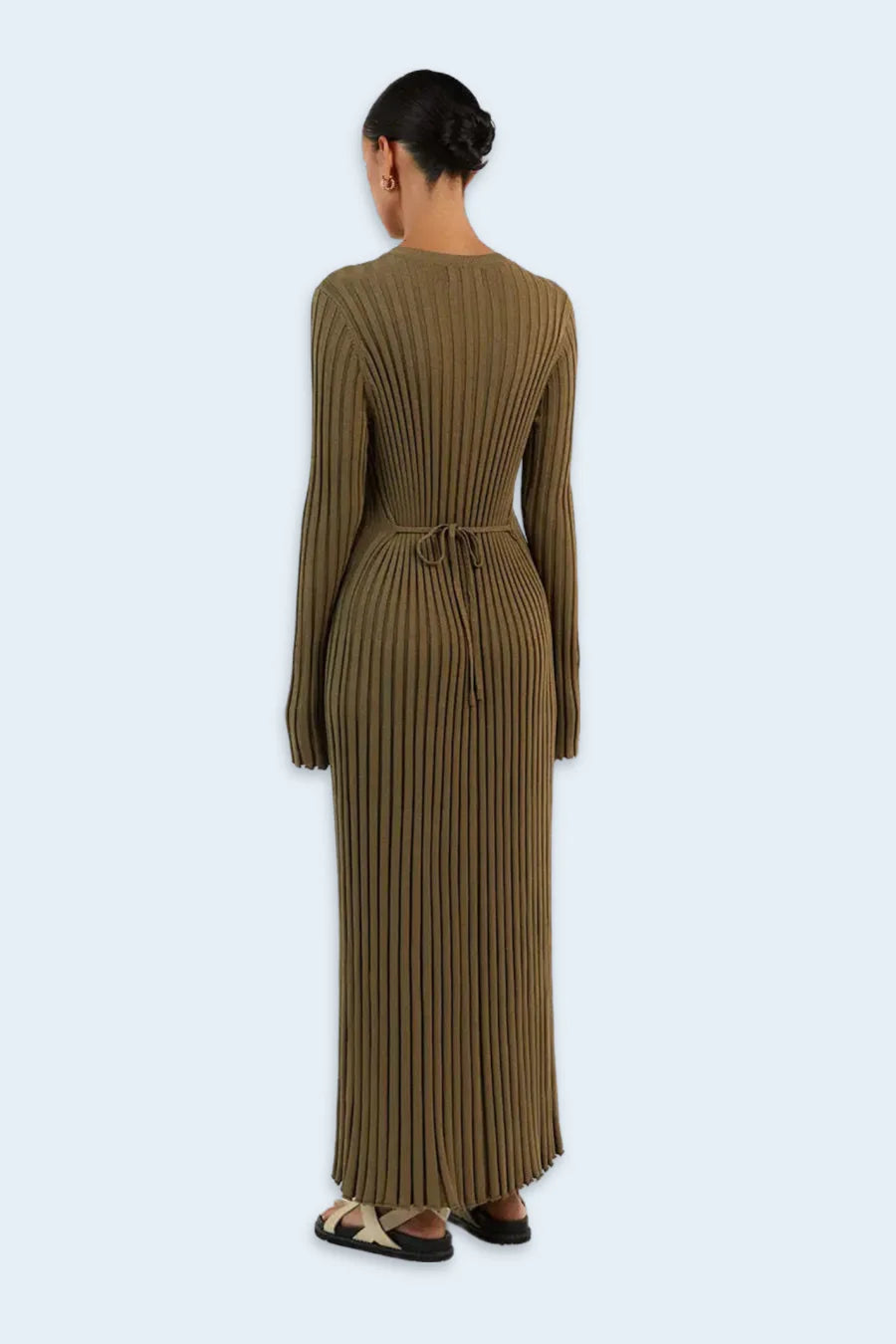 Long-Sleeved Knitted Maxi Dress